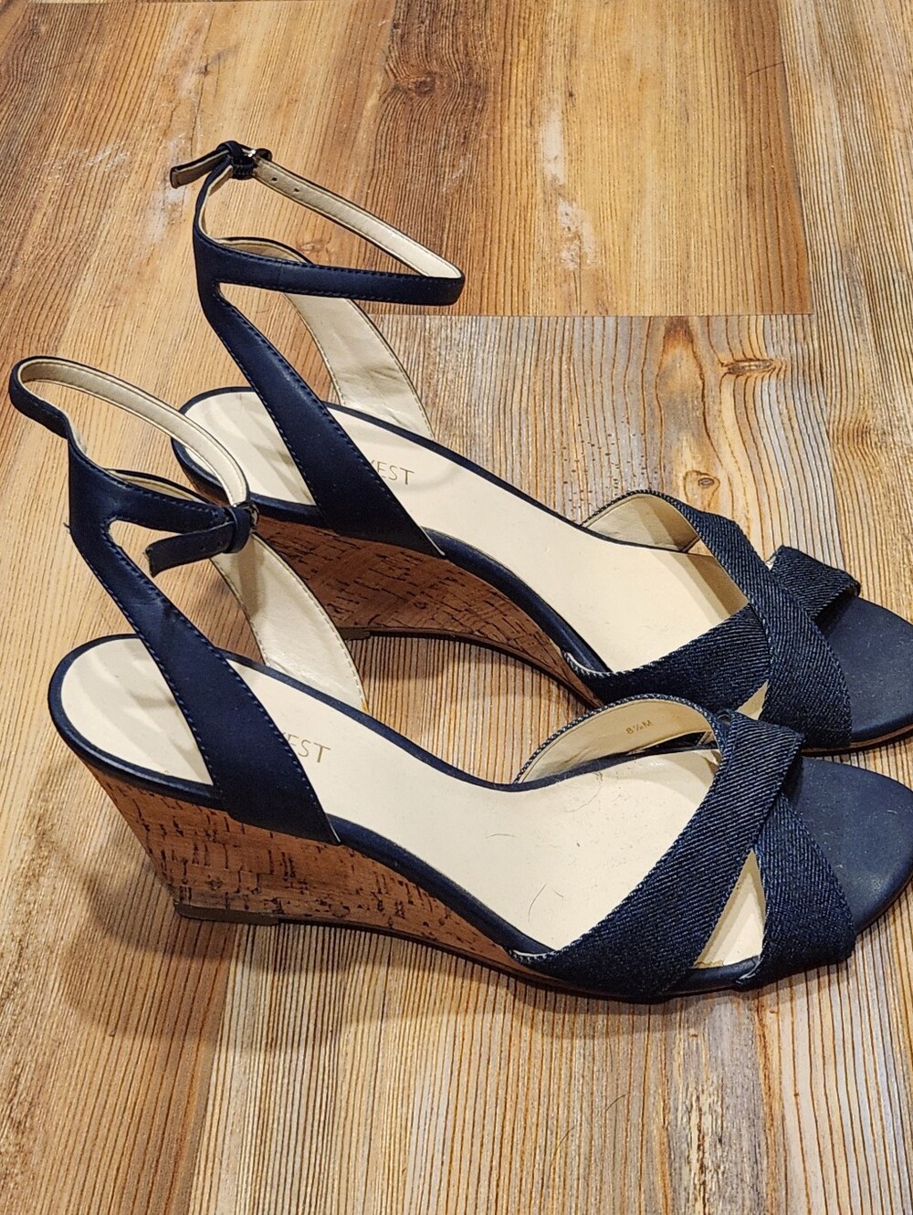 Nine West Denim Blue Strappy Heels Sandals